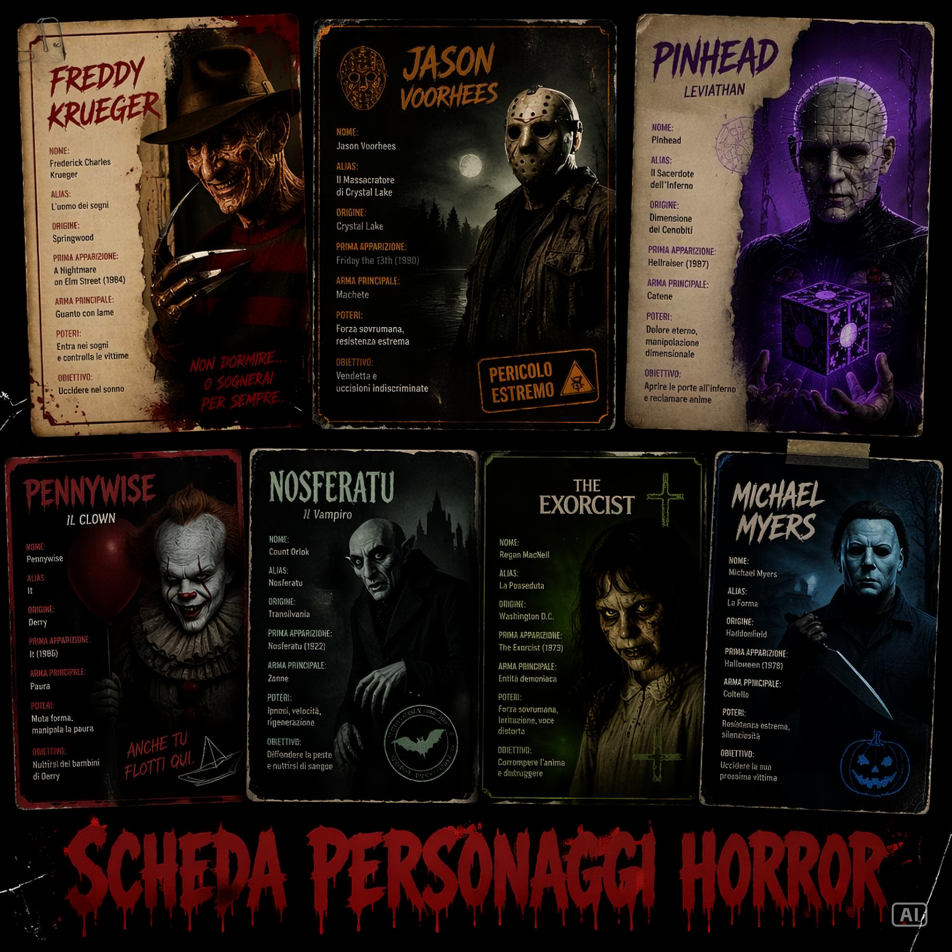 SCHEDA PERSONAGGI HORROR